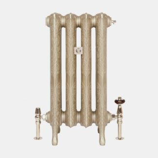 Grzejnik wykuszowy Rococo II 660 mm Castrads w wykończeniu Perłowo-Mysim Gzarym